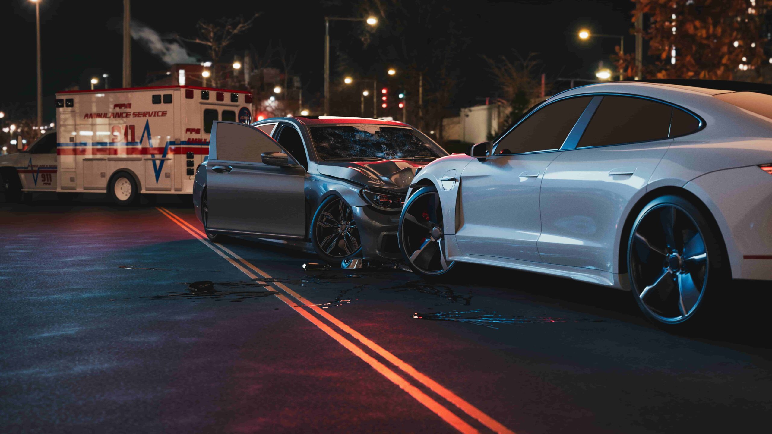 Car accident in the middle of the road